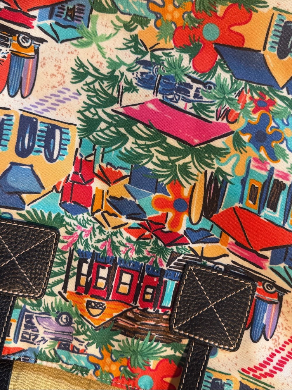 Dooney & Bourke Tropical Island Print Tote Shoulder Bag Colorful Resort Scene - Picture 8 of 16